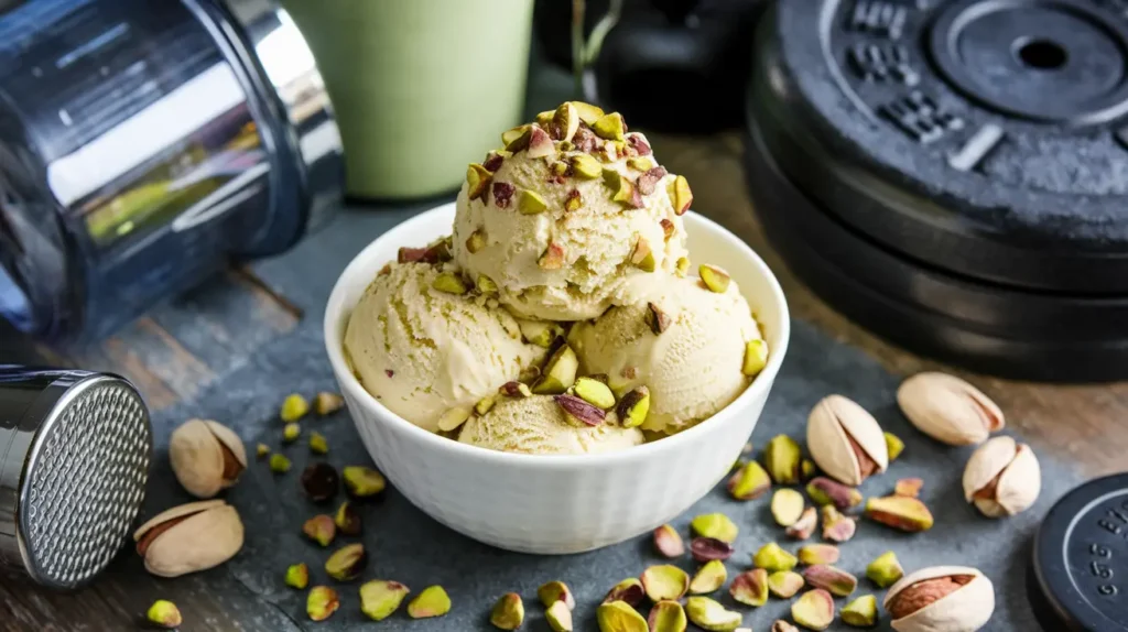 Protein-packed pistachio ice cream made with the Ninja Creami.